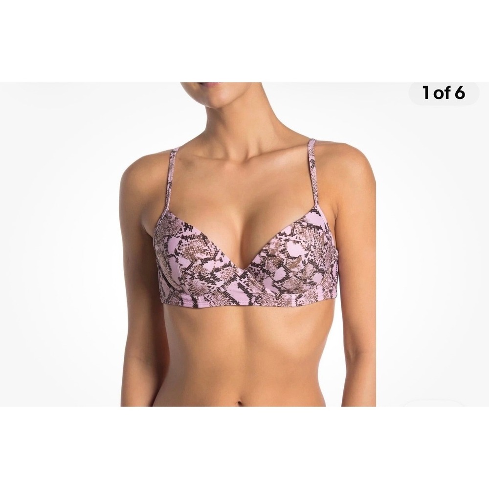 Rachel Rachel Roy Pink Snakeskin Underwire Bikini Top L New With Tags